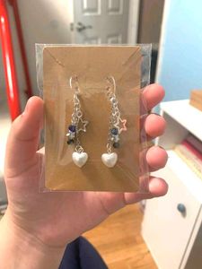 Butterfly Dangle Earrings with Green Beads