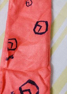 Peach Scarf with Geometric Print