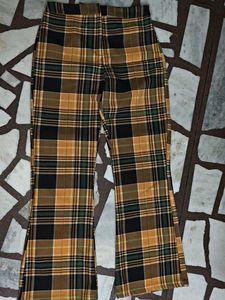 Stylish Plaid Flare Pants