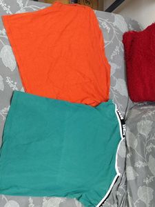 2 Women's T-Shirts Orange &amp; Teal