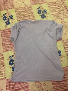 Lilac Ribbed V-Neck Top