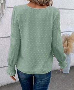 Price Drop Mint Green Swiss Dot Blouse