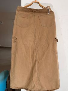Brown Cargo Maxi Skirt