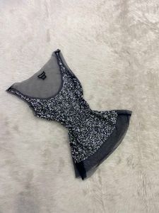Vintage Sequined Mesh Camisole Tank Top