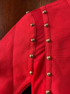 Red Studded Long Sleeve Mini Dress