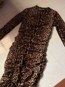 Leopard Print Ruched Dress