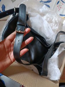 Chic Black Faux Leather Crossbody Bag