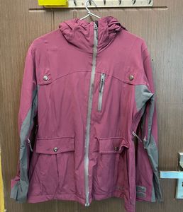 Maroon Hooded Ski Jacket with lots of pockets