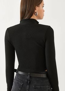 Black Mock Neck Zipper Top(S)