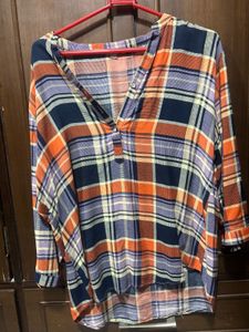 Cozy Plaid V-Neck Top