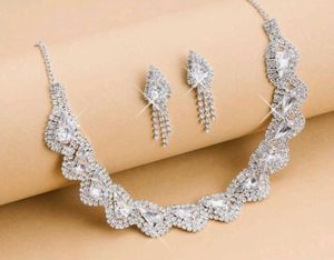Sparkling Rhinestone Necklace & Earrings Set