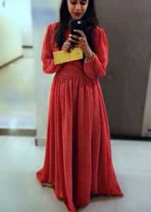 Red Striped Ethnic Gown