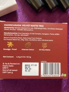 Faces Canada Velvet Matte Trio Lipsticks