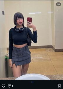 Stylish Grey Denim Mini Skirt with inbuilt shorts