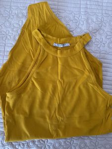 ZARA Ribbed Yellow Bodysuit