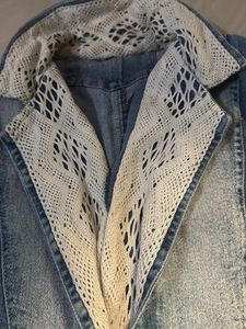 Denim Jacket with Lace Trim
