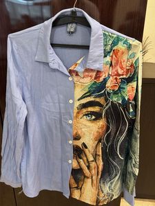 Unique Graphic Print Button-Down Shirt