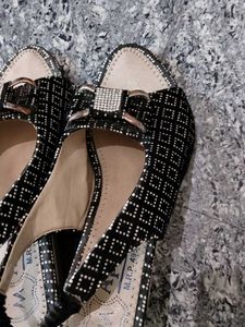 Stylish Black Embellished Sandals
