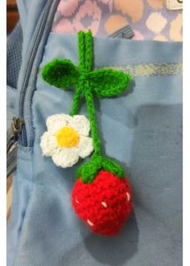 Crocheted Strawberry & Flower Charm