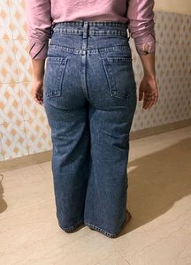 Wide Leg Blue Denim Jeans