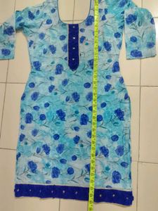 PATIALA SUIT Blue Floral Print and white p