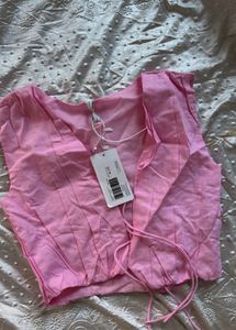 Pink Wrap Crop Top