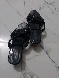 Stylish Black Braided Slides