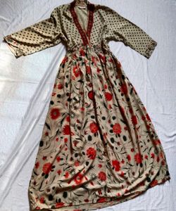 Rustorange A-line Dress(Beige)