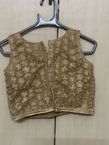 Golden Embroidered Sleeveless Blouse