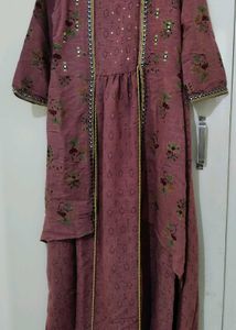 Elegant Purple High-Low Kurti Dress