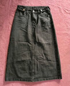 Dark Wash Denim Maxi Skirt