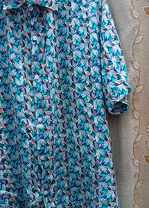 Blue Floral Print Short Sleeve Shirt and Suit