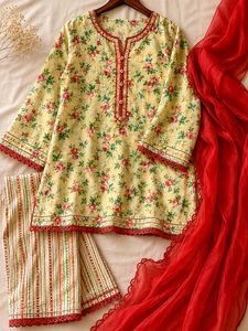 Pakistani Yellow Floral Print Dress Material