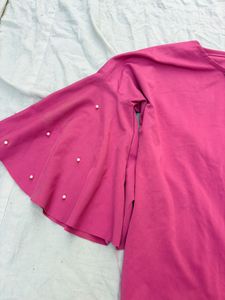 Pink Long Sleeve Top with Rhinestone Detail