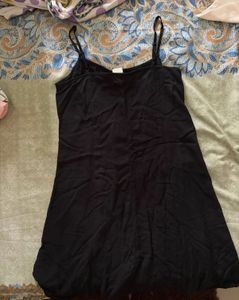 Black Button-Front Spaghetti Strap Dress