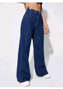 High-Waisted Wide Leg Denim Jeans
