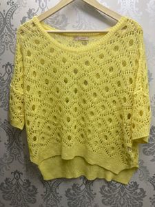 Yellow Crochet Knit Sweater