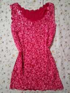 Y2K Pink Sequined Top