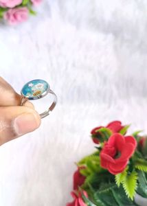 Resin ocean theme Cloudscape Adjustable Ring