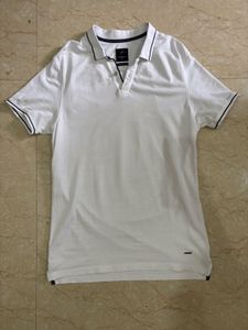 Men's White Stretch Polo Shirt