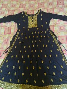 Elegant Black Kurta Set with Gold Embroidery