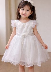 Elegant White Tulle Flower Girl Dress