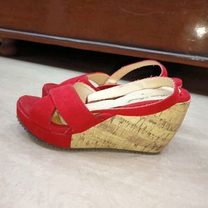 Red Wedges Sandals