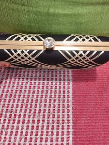 Elegant Black &amp; Gold Clutch Bag