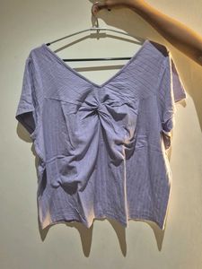 Purple Twisted V-Neck Top