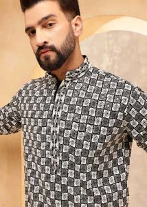 premium embroidery Black cotton kurta