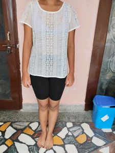 Sheer Lace Short Sleeve Top