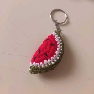 Crocheted Watermelon Slice Keychains