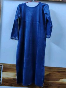 Elegant Blue Velvet Kurta Set