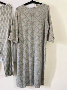 Stylish Grey Printed Kurta Set